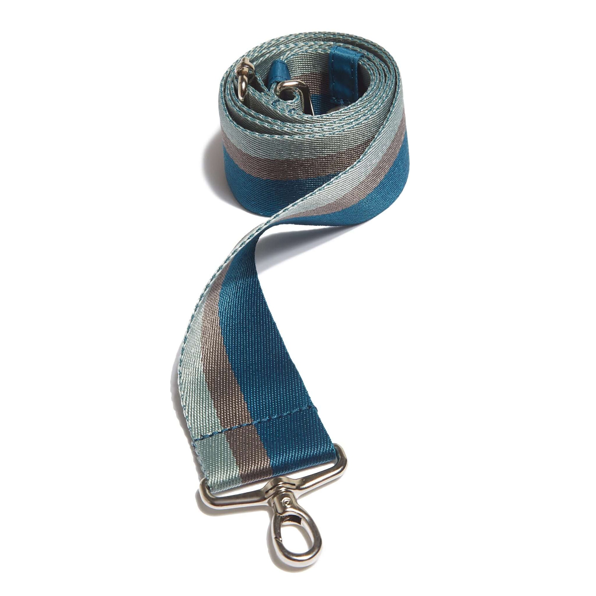 shortyLOVE boardwalk strap in slate/teal/mocha; front view against white background