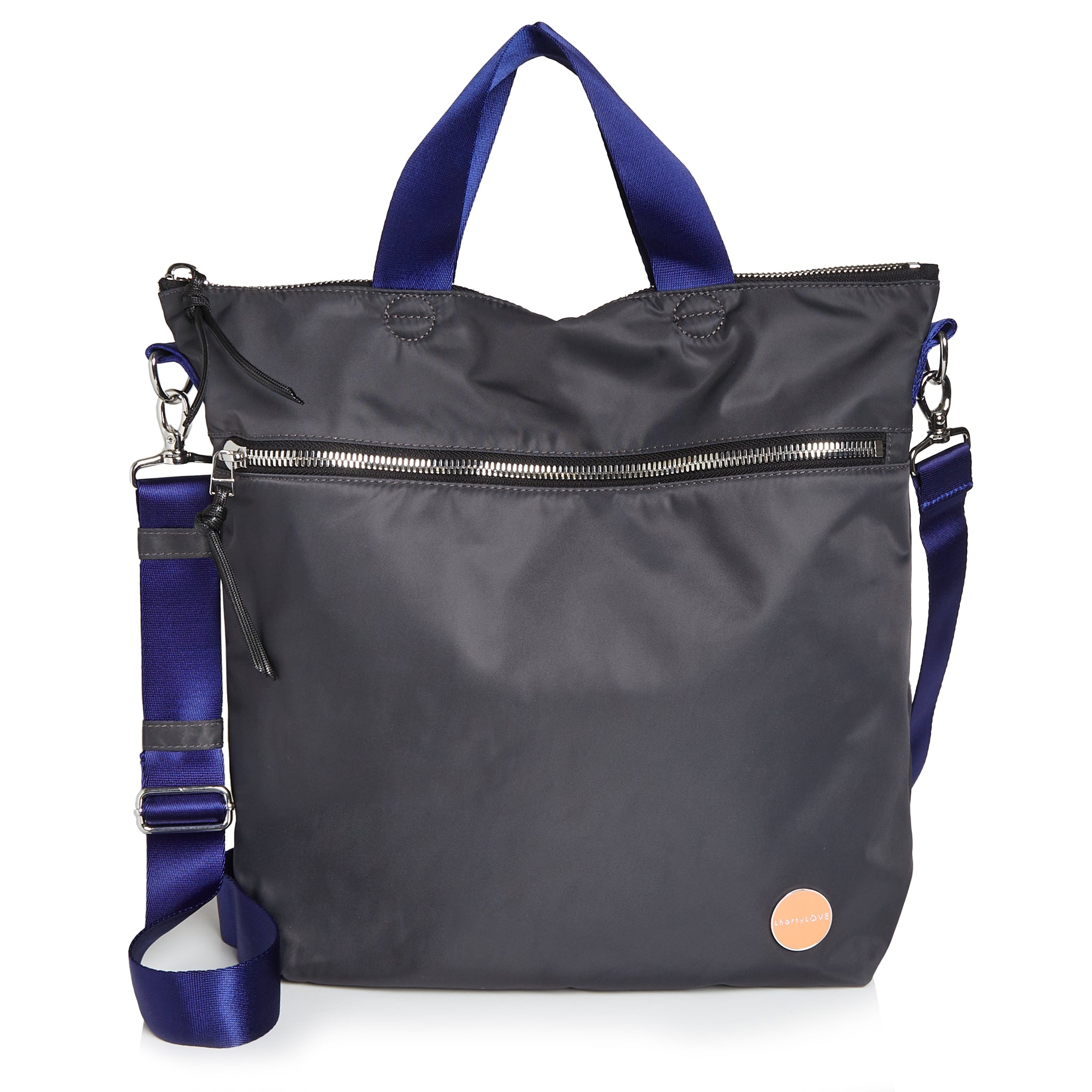 shortyLOVE wonder large crossbody/messenger bag in charcoal; front view against white background.