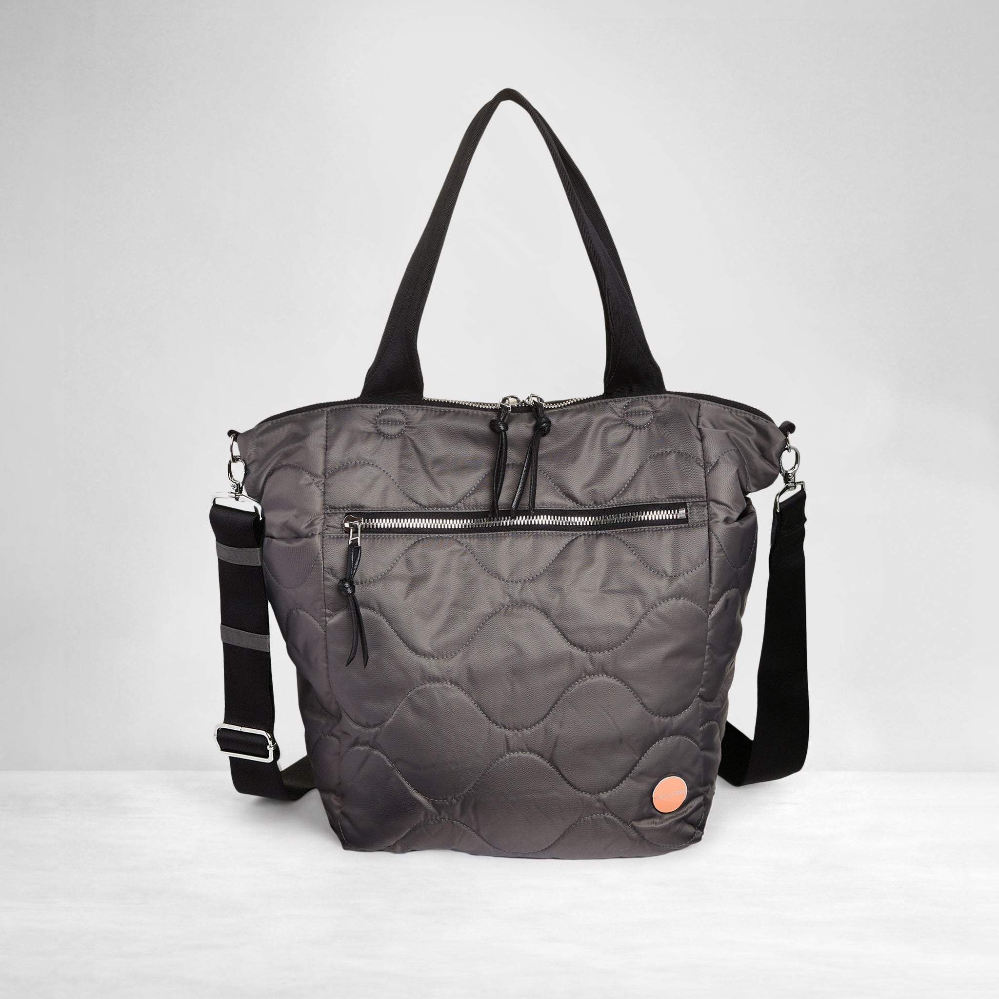 shortyLOVE ranger large tote bag in pewter; front view against white background.