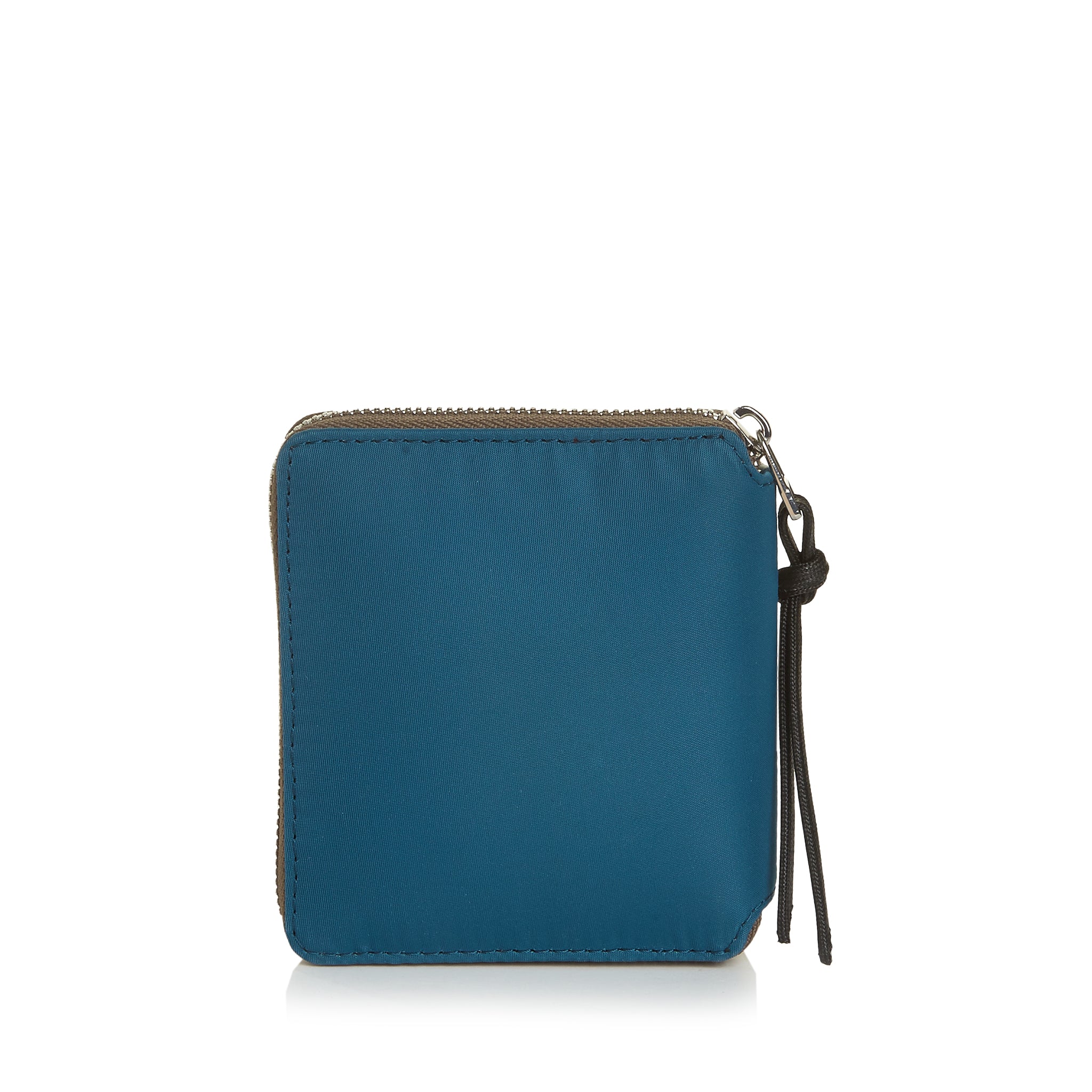 shortyLOVE merchant clutch/wallet in slate/teal; back view against white background.