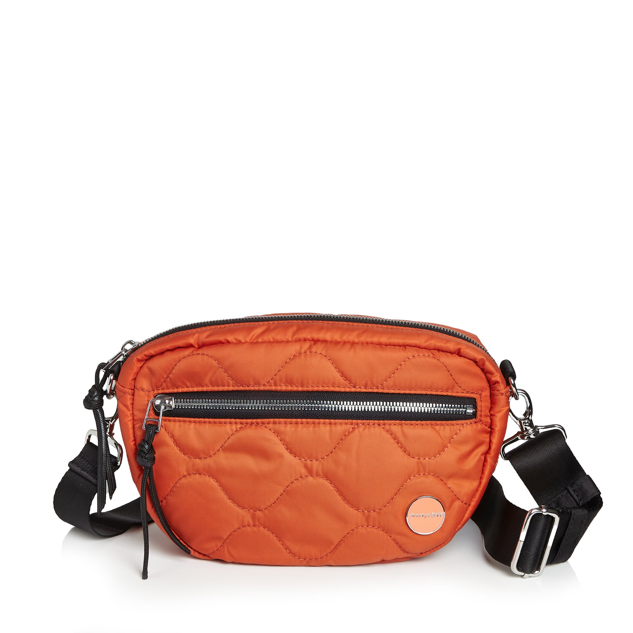 shortyLOVE small cruiser small crossbody bag in orange; front view against white background.
