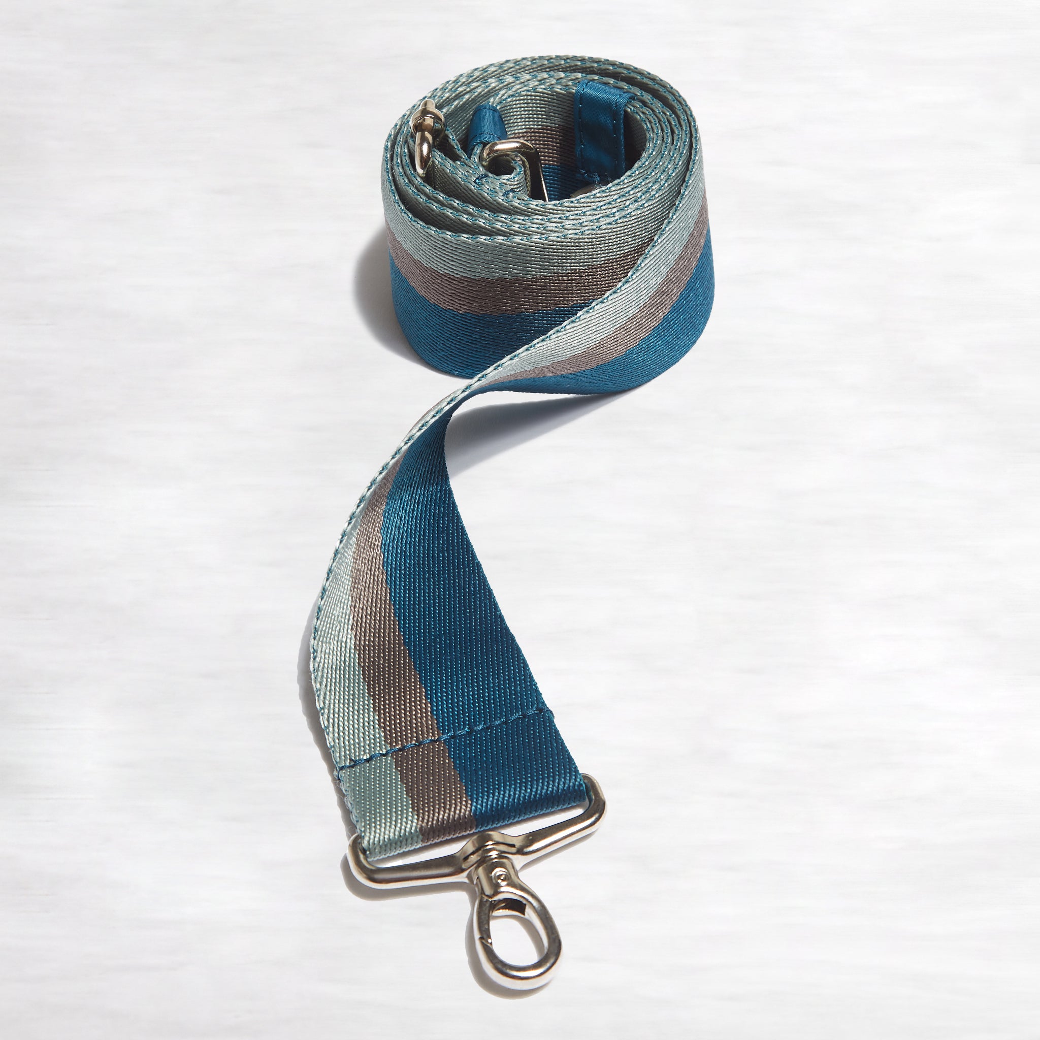 shortyLOVE boardwalk strap in slate/teal/mocha; front view against white background