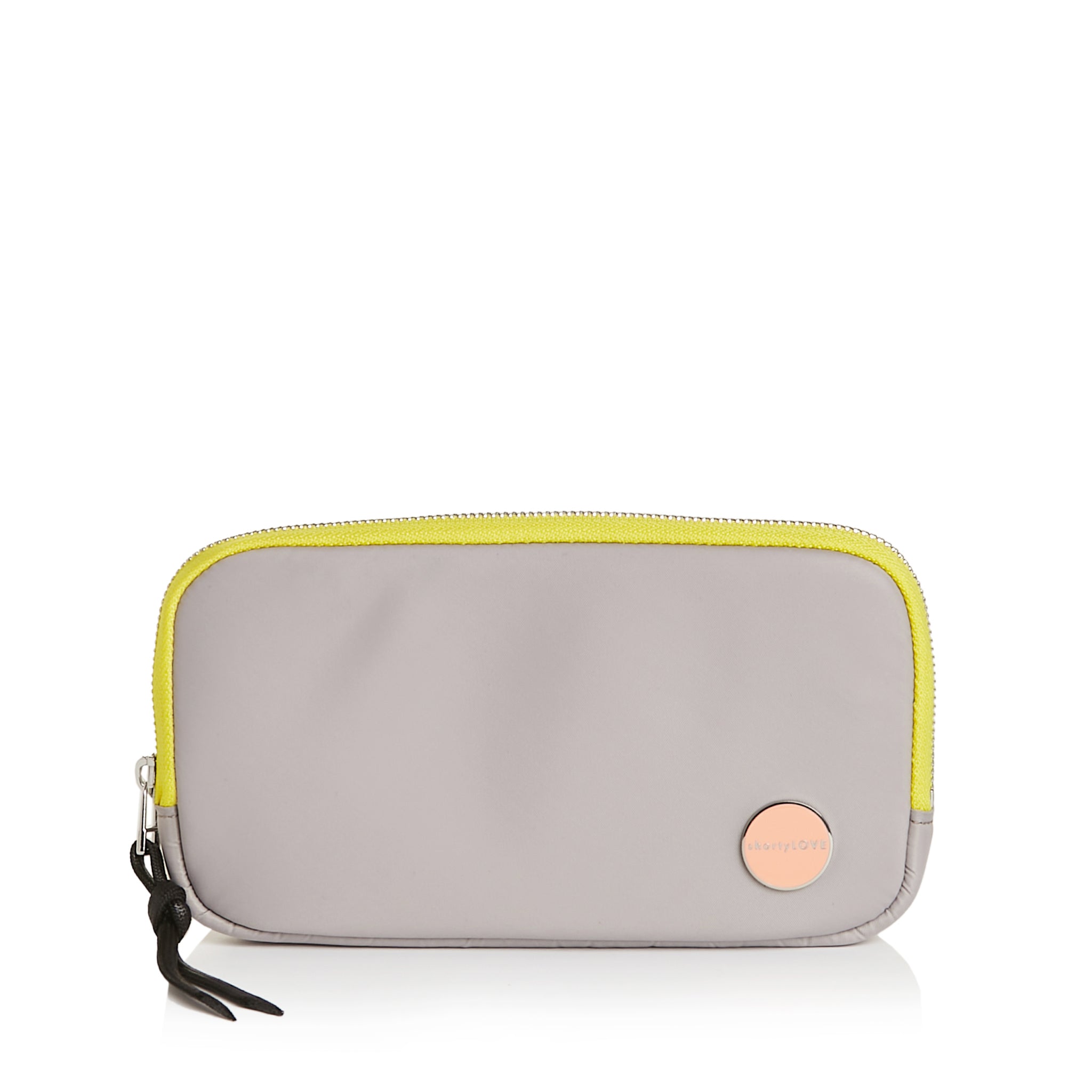 shortyLOVE jetty clutch/wallet in grey; front view against white background.