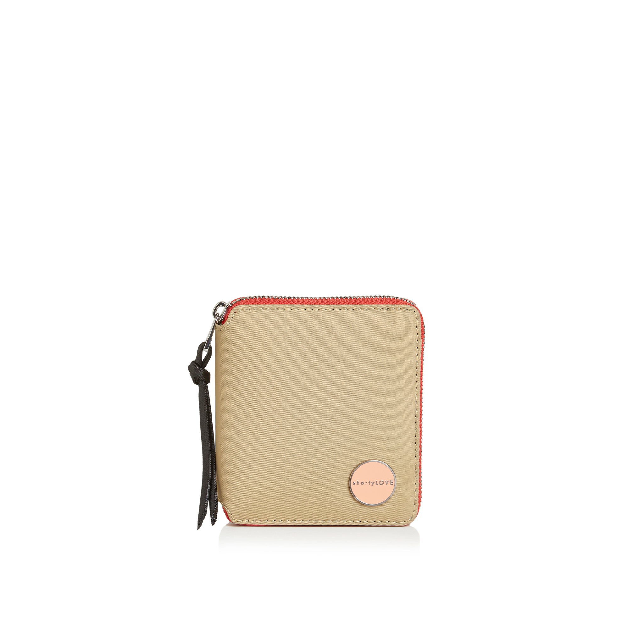 shortyLOVE merchant clutch/wallet in khaki; front view against white background.