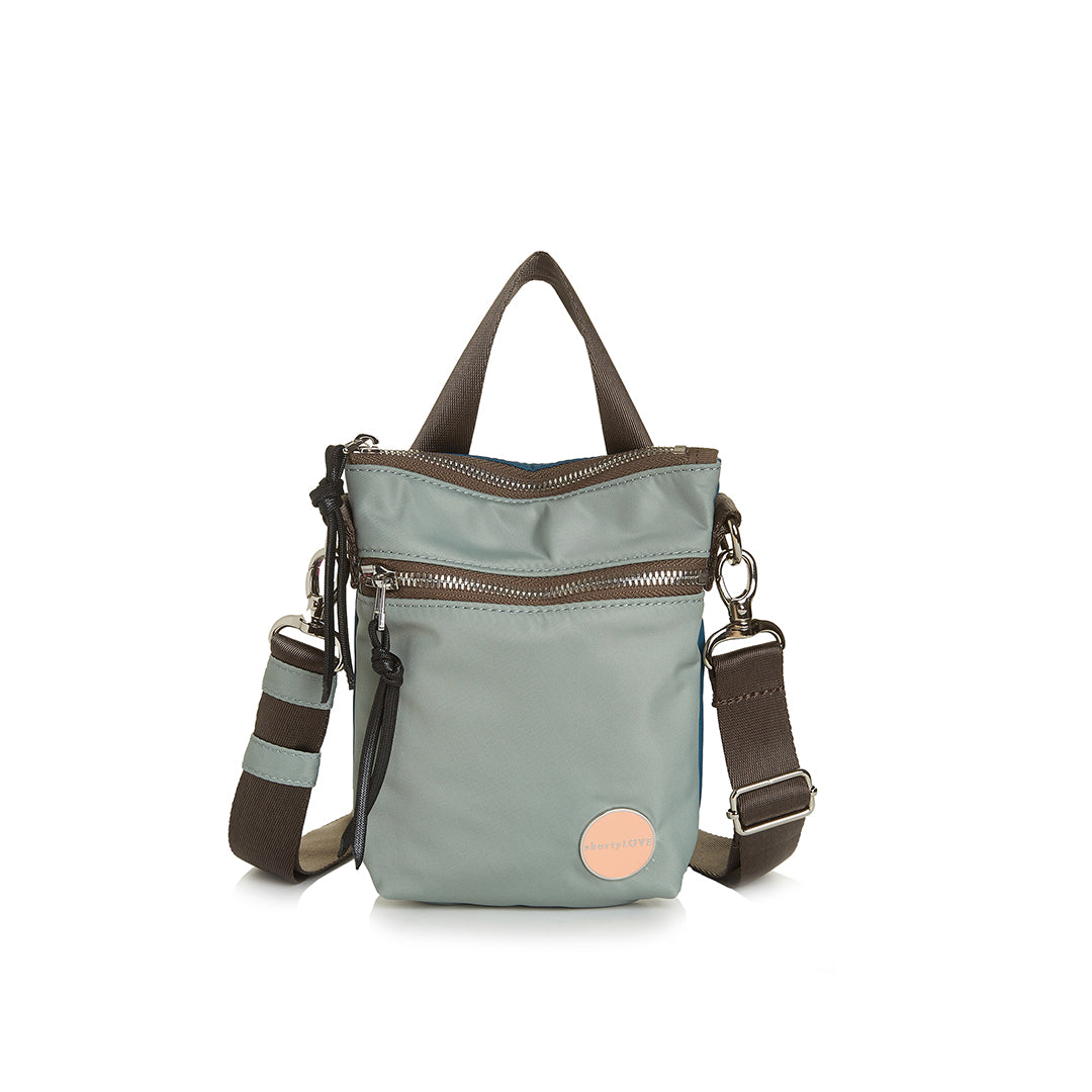 shortyLOVE shorthand small crossbody bag in slate/teal; front view against white background.
