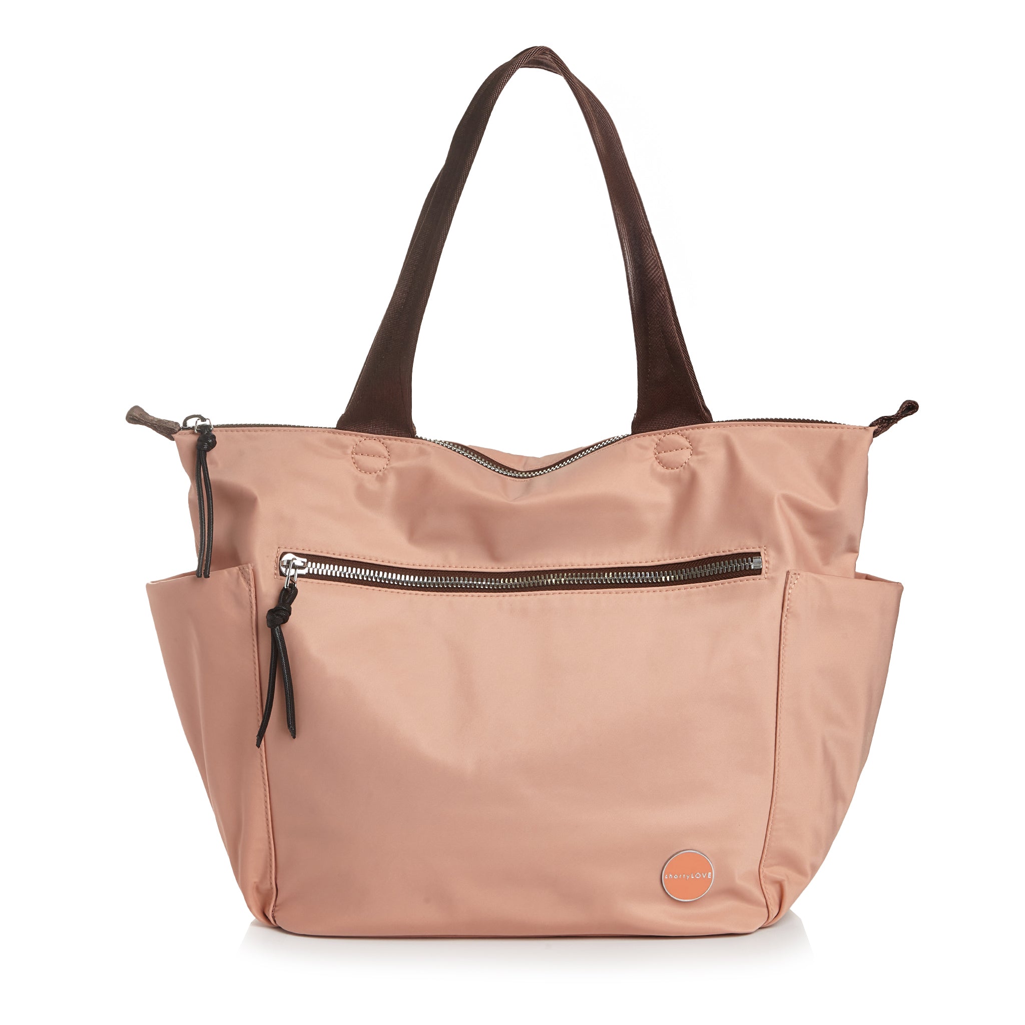 shortyLOVE tillie tote bag in dusty peach; front view against white background.