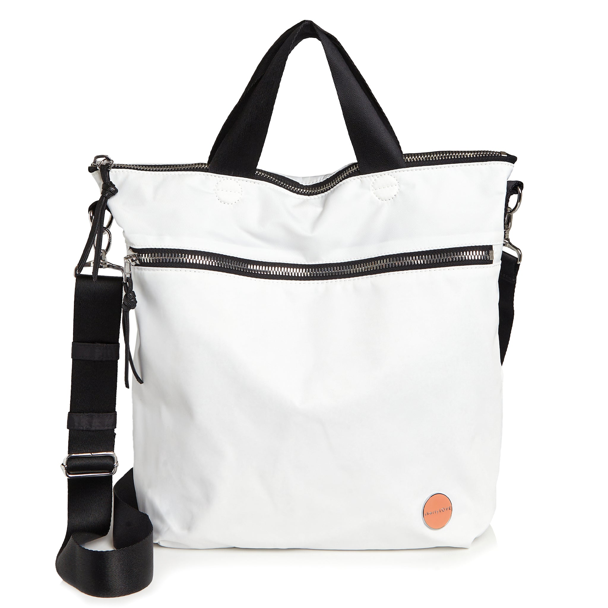 shortyLOVE wonder large crossbody/messenger bag in white; front view against white background.