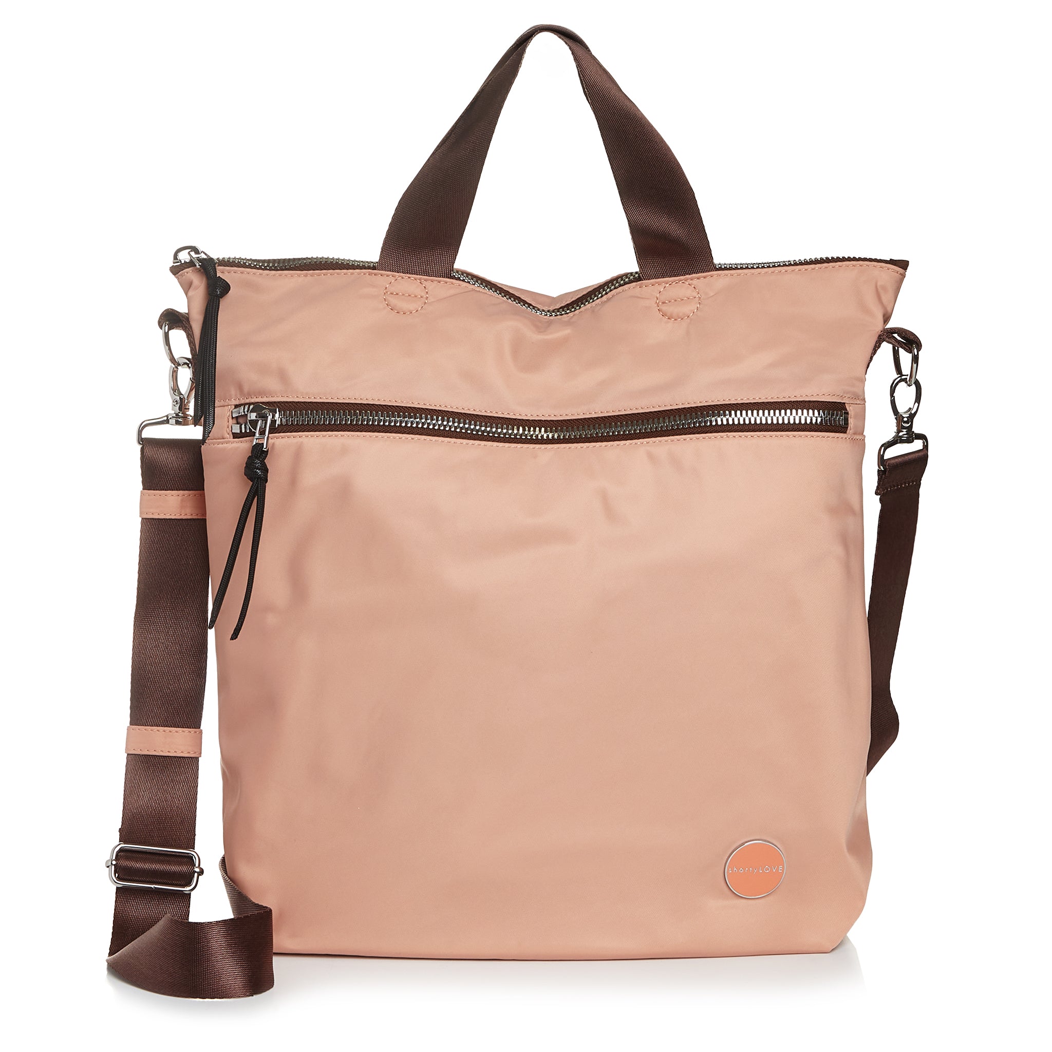 shortyLOVE wonder large crossbody/messenger bag in dusty peach; front view against white background.