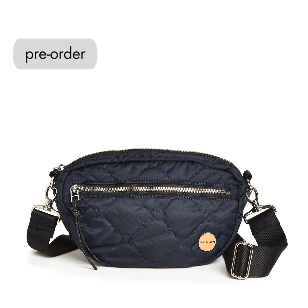 shortyLOVE small cruiser small crossbody bag in midnight; front view against white background.