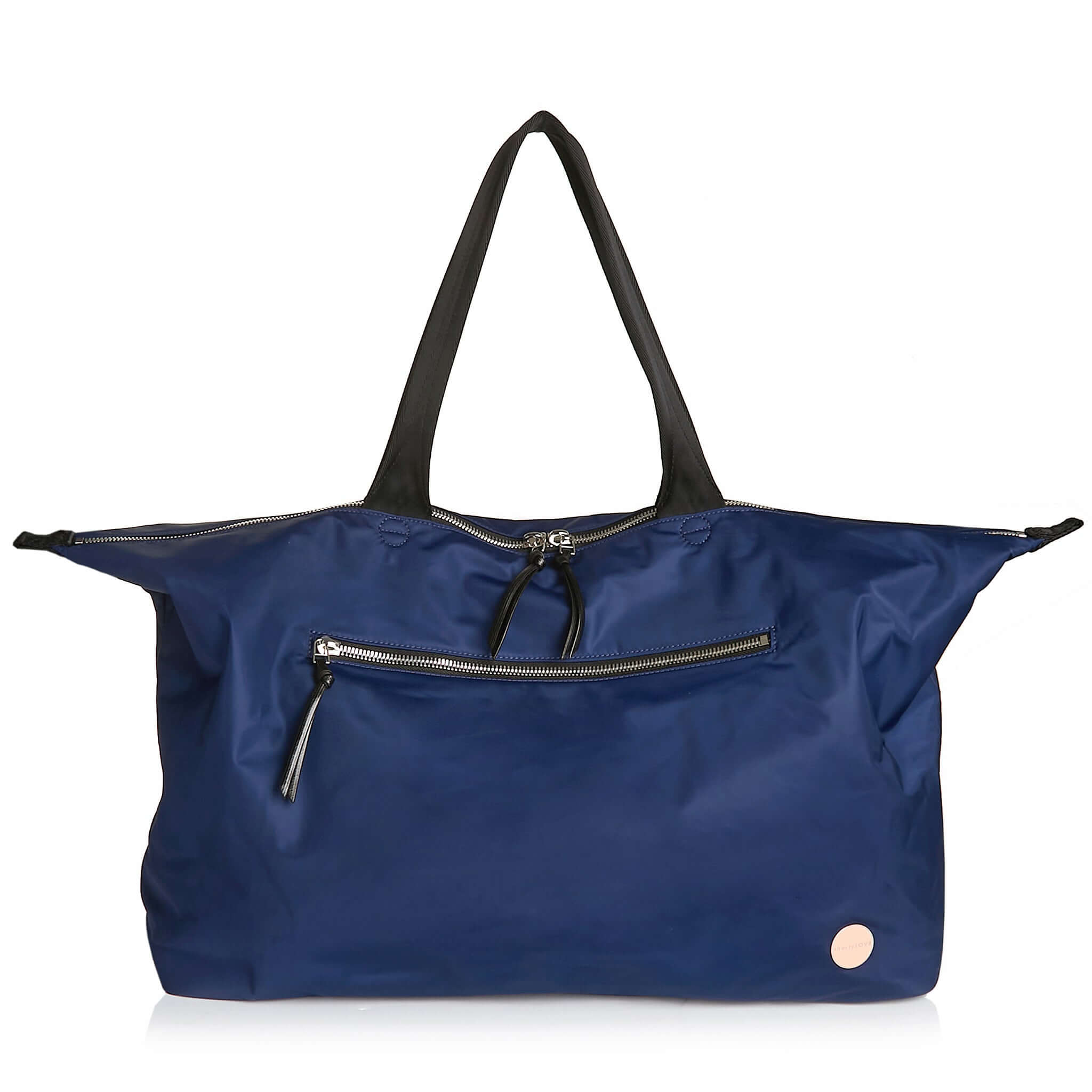 shortyLOVE friday weekender travel bag in navy; front view against white background.