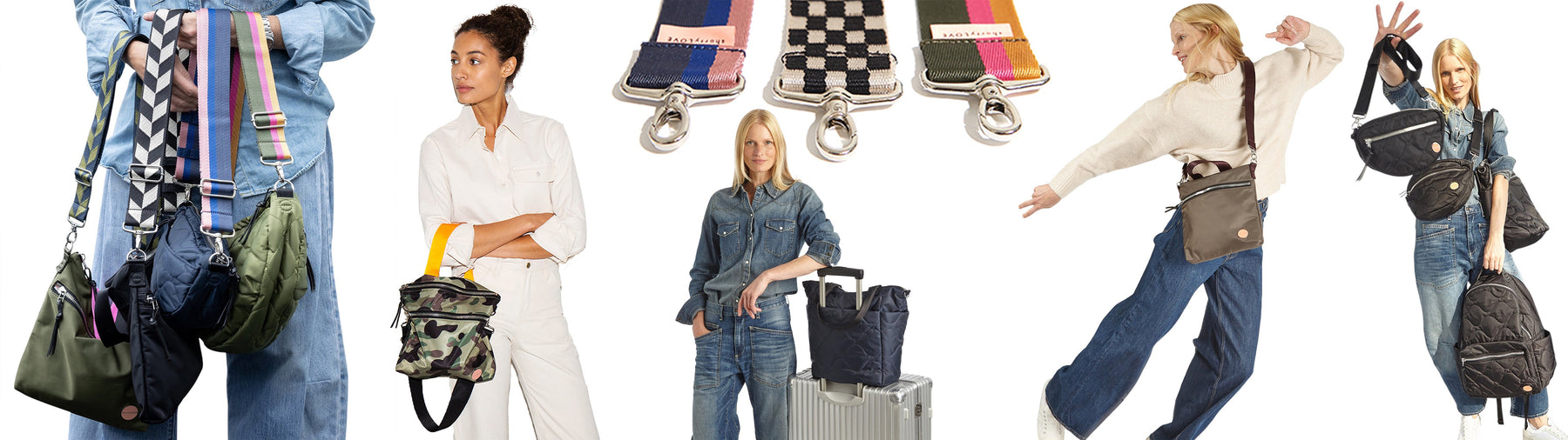 image with various photos of shortyLOVE bags and straps with models.