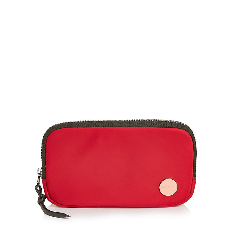 shortyLOVE jetty clutch/wallet in red; front view against white background.