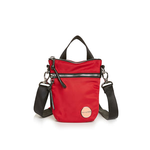 shortyLOVE shorthand small crossbody bag in red; front view against white background.