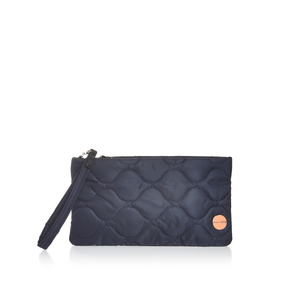 shortyLOVE cleo wristlet clutch in midnight; front view against white background.