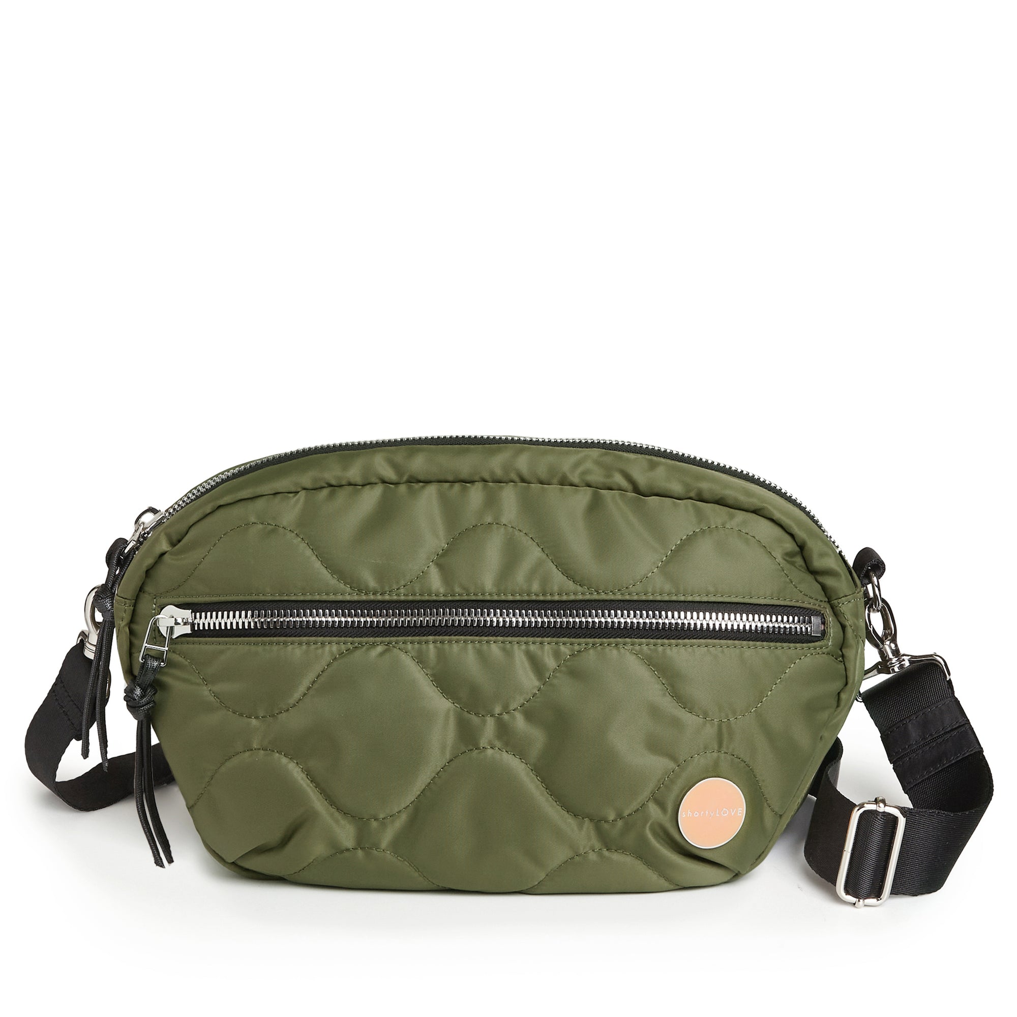 shortyLOVE cruiser medium crossbody bag in sage; front view against white background.