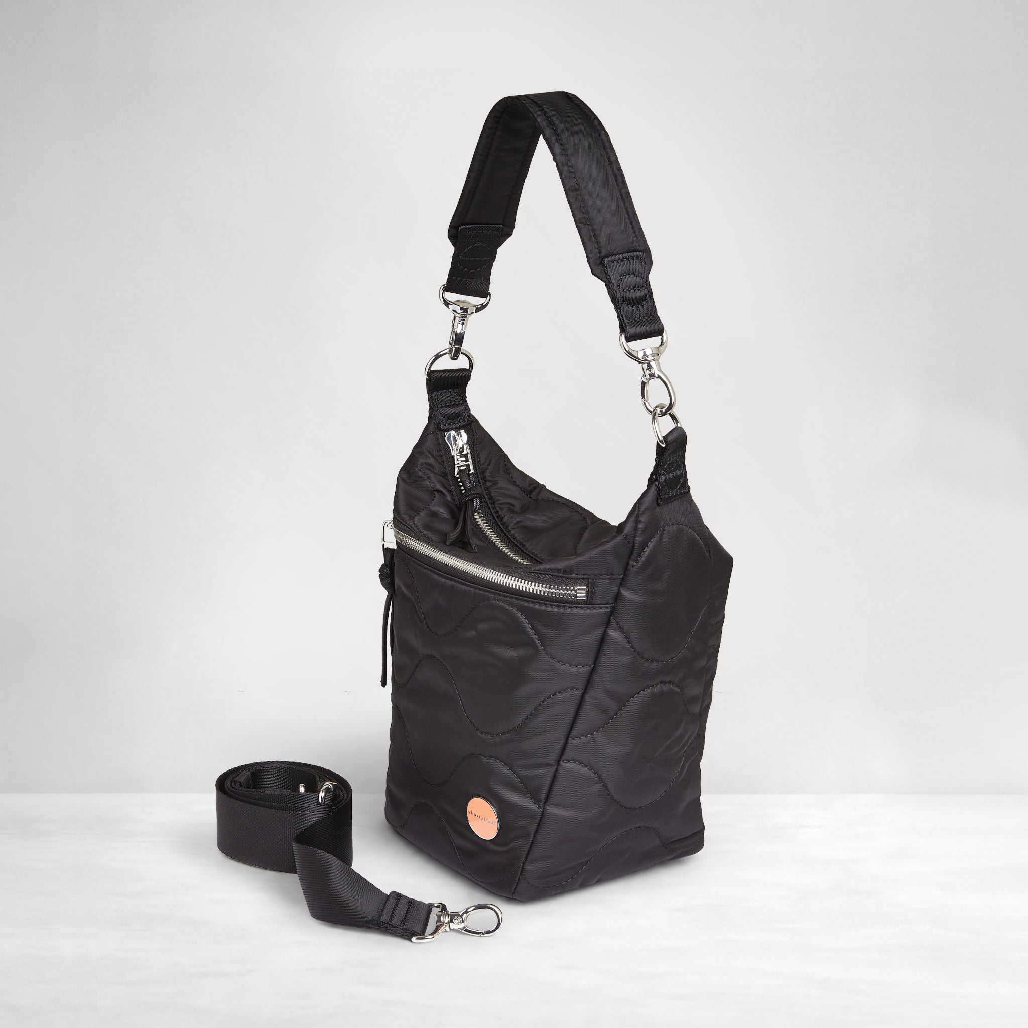 quilted bucket crossbody | organized pockets, lightweight, water