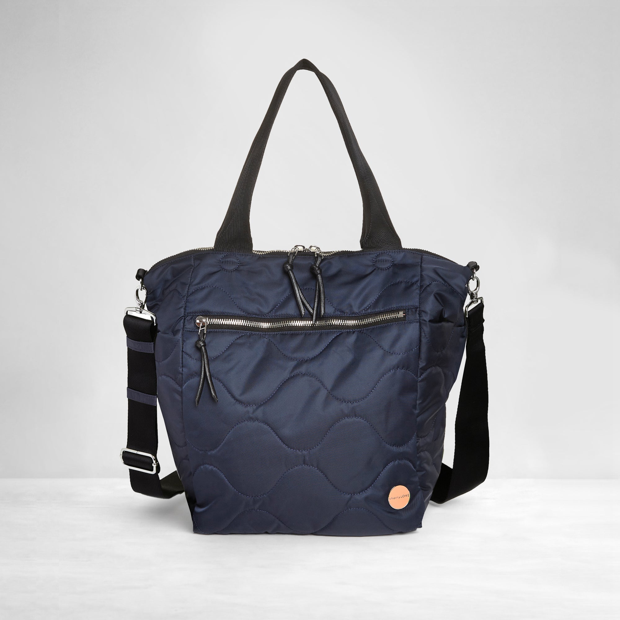 shortyLOVE ranger large tote bag in midnight; front view against white background.