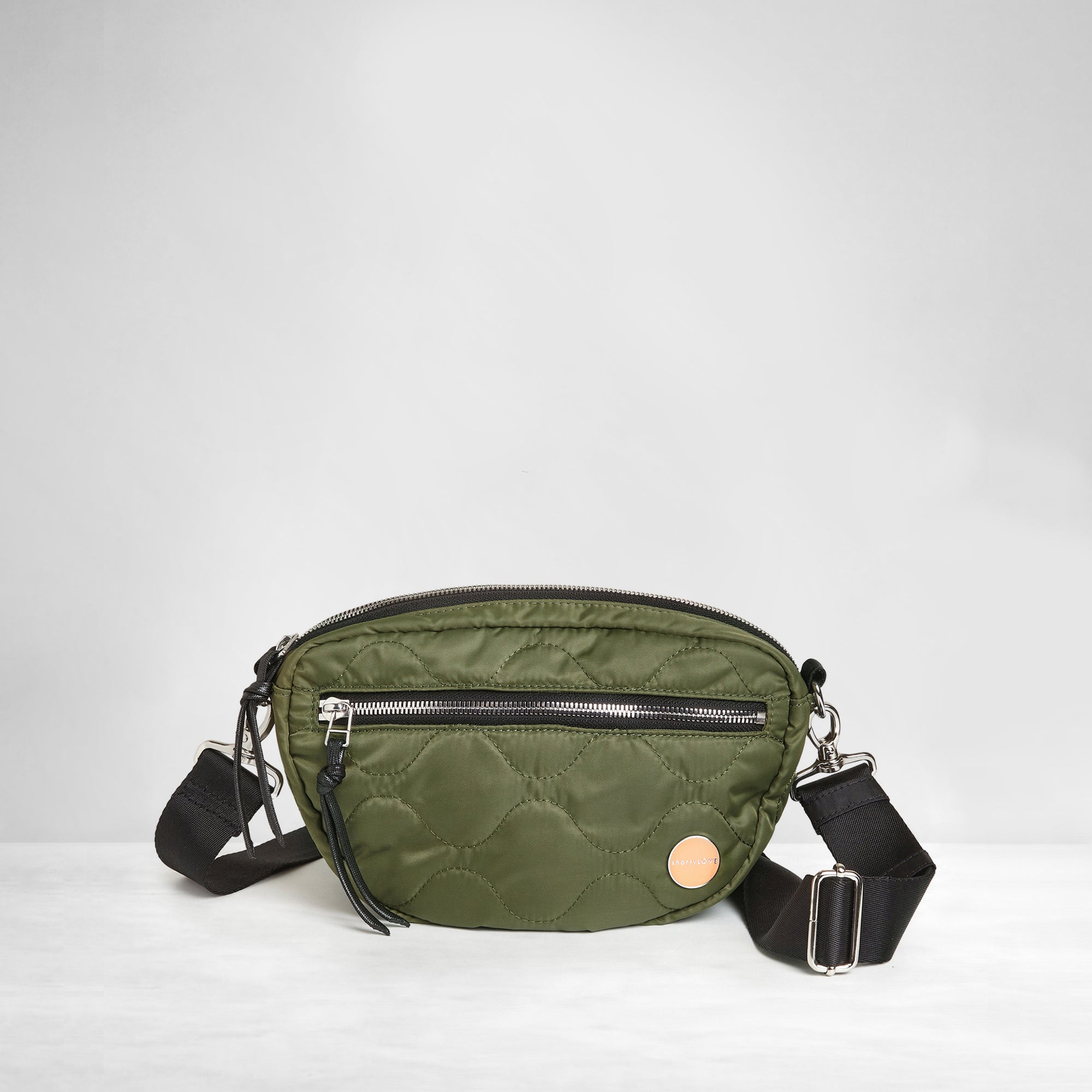shortyLOVE small cruiser small crossbody bag in sage; front view against white background.
