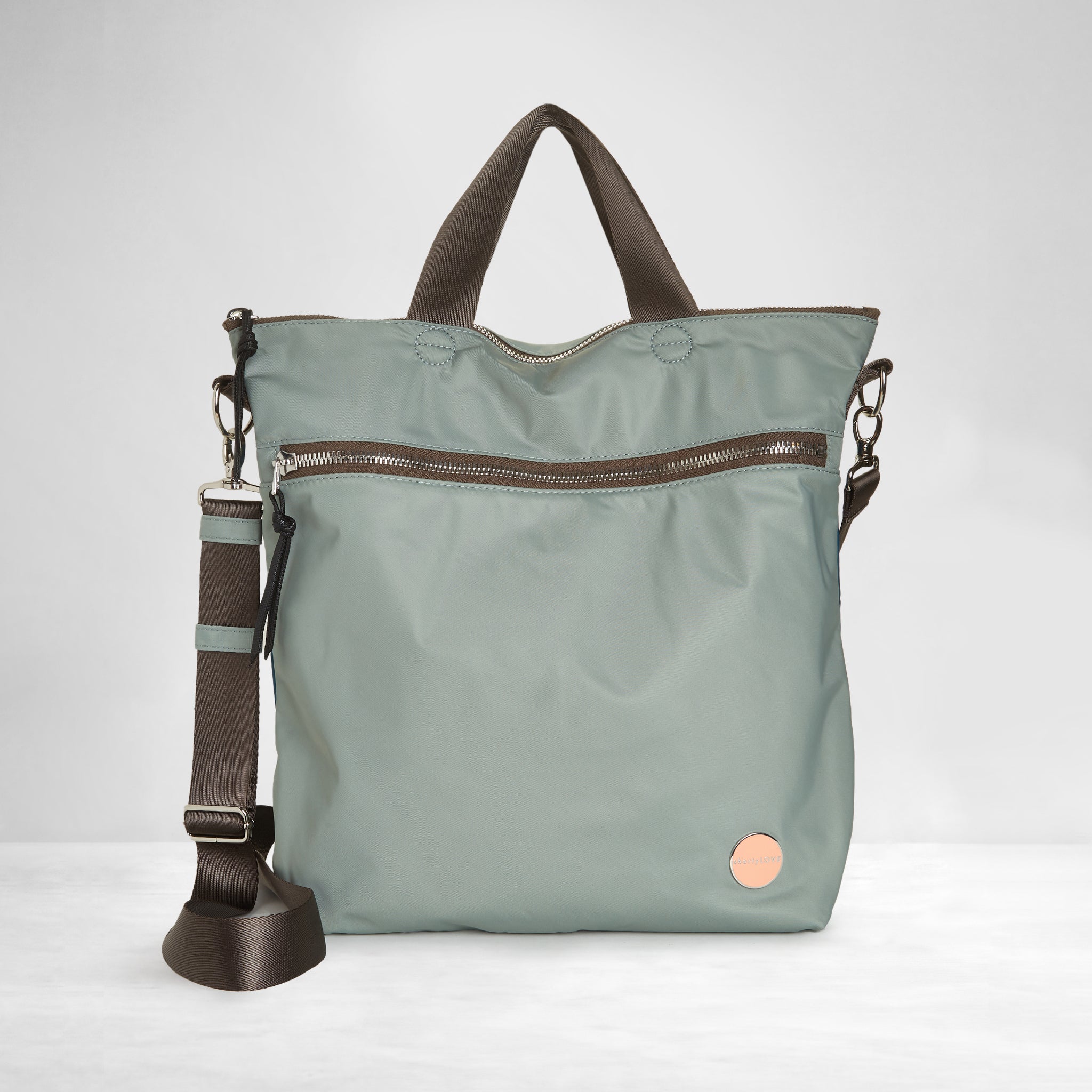 shortyLOVE wonder large crossbody/messenger bag in slate/teal; front view against white background.