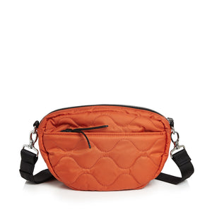 shortyLOVE small cruiser small crossbody bag in orange; back view against white background.