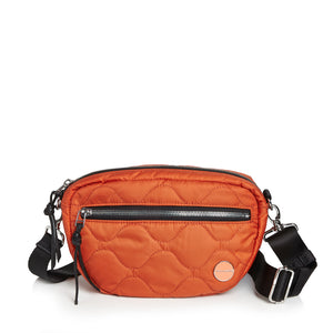 shortyLOVE small cruiser small crossbody bag in orange; front view against white background.