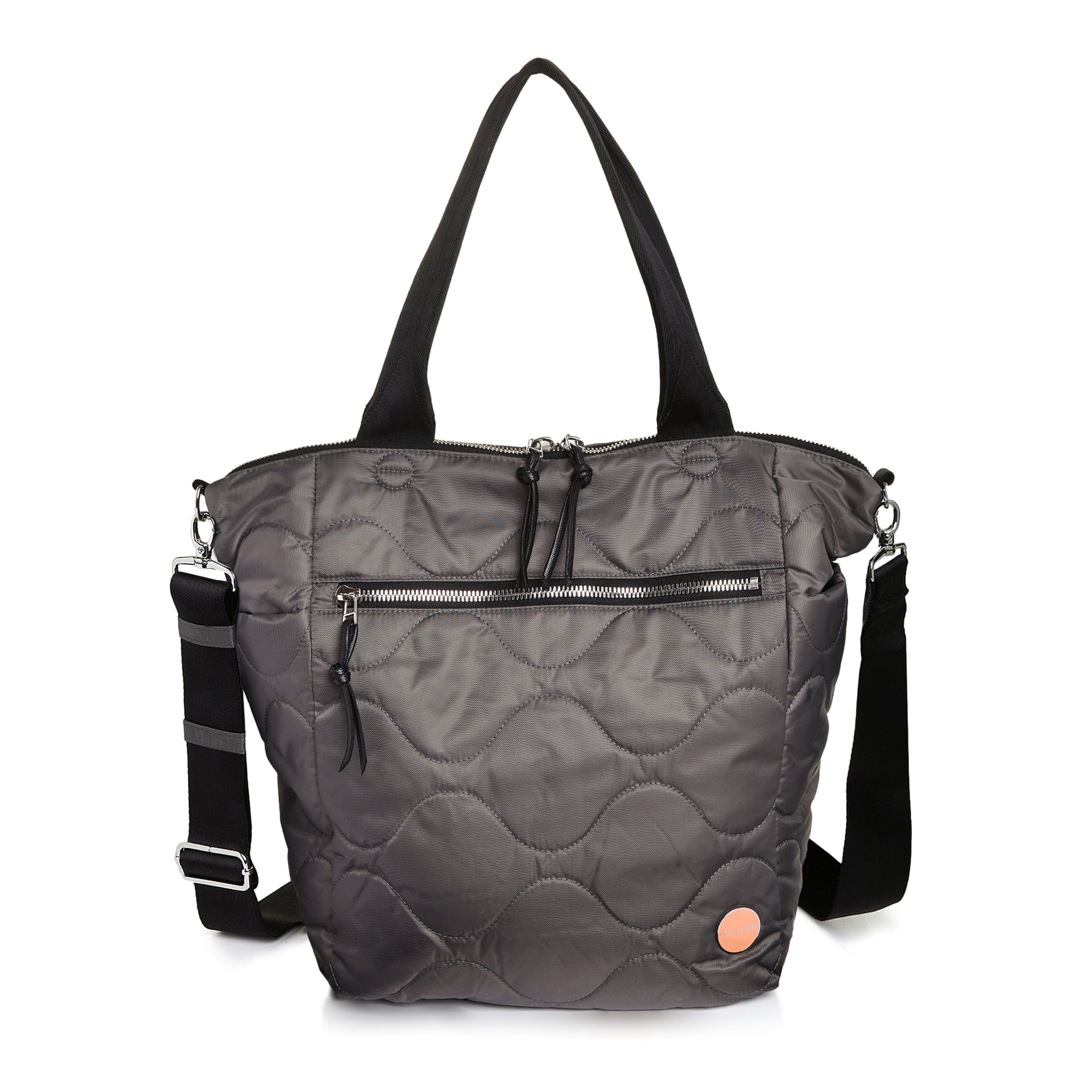 shortyLOVE ranger large tote bag in pewter; front view against white background.