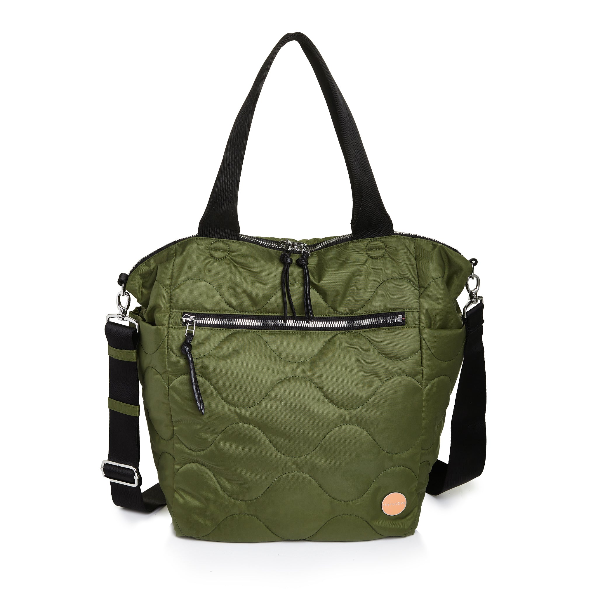 shortyLOVE ranger large tote bag in sage; front view against white background.