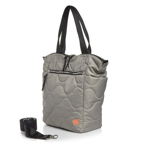 shortyLOVE ranger large tote bag in milky grey; side view against white background.