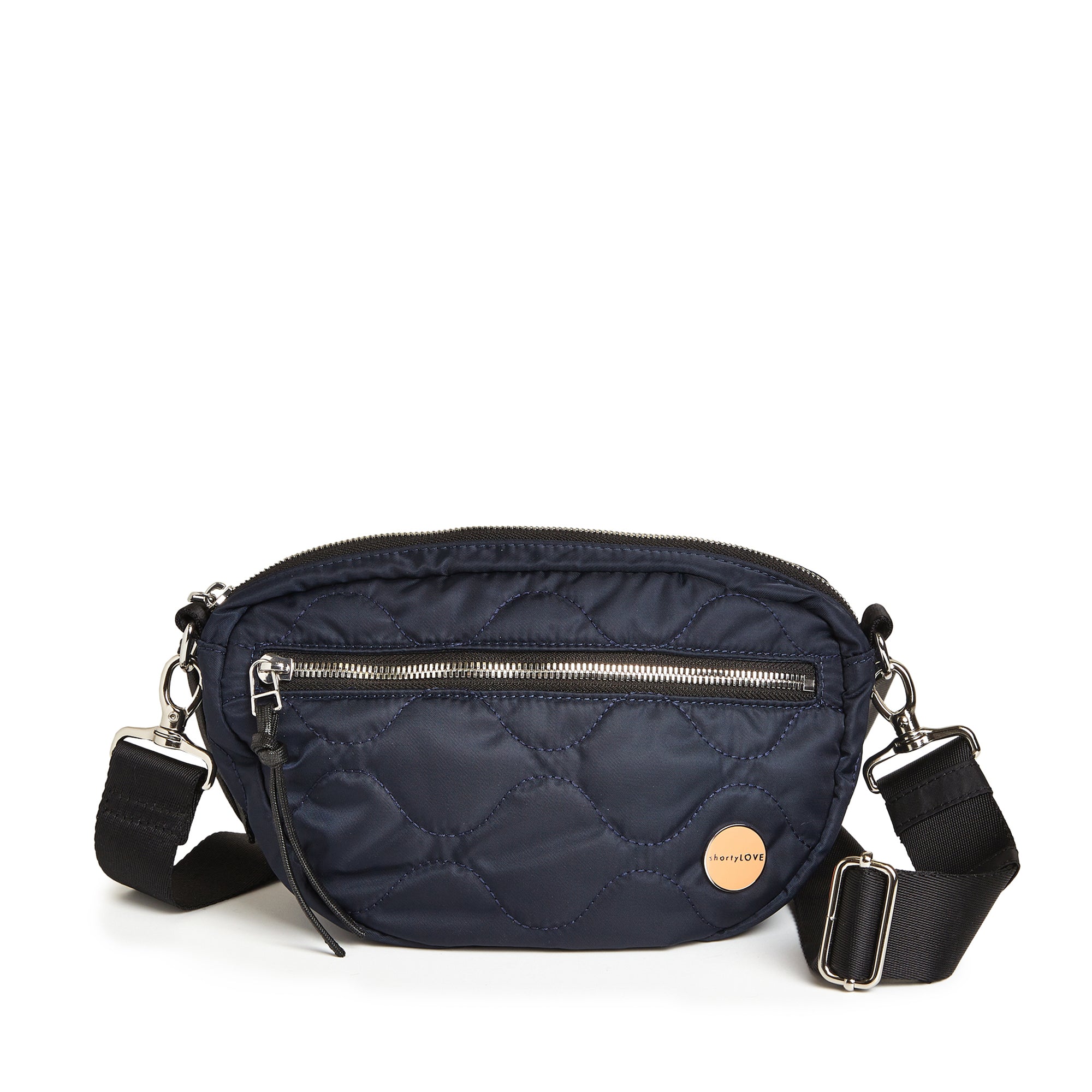 shortyLOVE small cruiser small crossbody bag in midnight; front view against white background.
