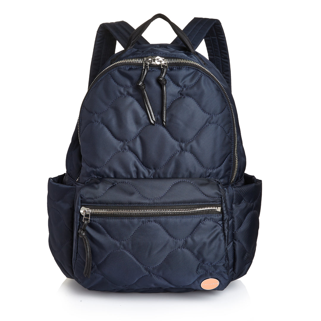 Quilted Backpack Bucket Shoulder 2-Tone Hardware Patterned Brown Quilted Backpack With 2 Shoulder Strap  main image 4