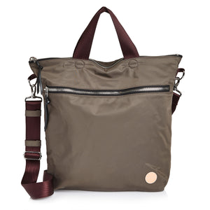 shortyLOVE wonder large crossbody/messenger bag in mocha; front view against white background.
