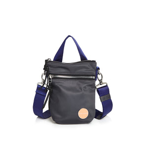 shortyLOVE shorthand small crossbody bag in charcoal; front view against white background.