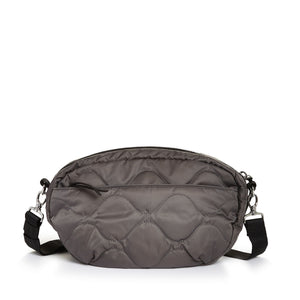 shortyLOVE cruiser medium crossbody bag in pewter; back view against white background.