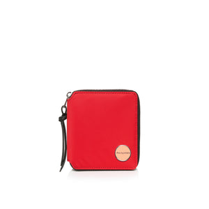 shortyLOVE merchant clutch/wallet in red; front view against white background.