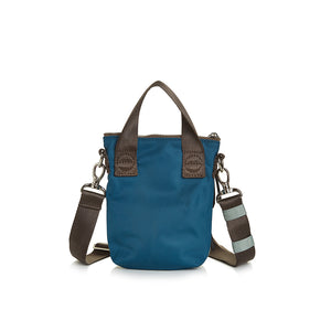 shortyLOVE shorthand small crossbody bag in slate/teal; back view against white background.