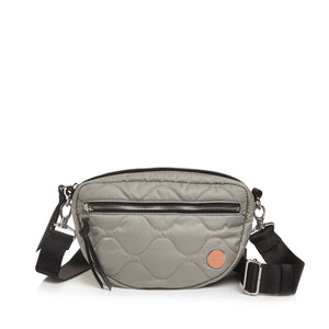 shortyLOVE small cruiser small crossbody bag in milky grey; front view against white background.