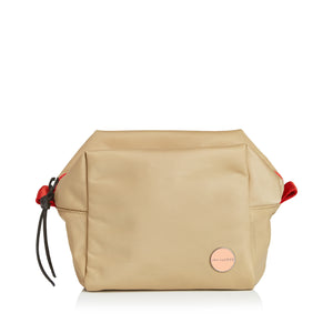 shortyLOVE stevie cosmetic bag in khaki; front view against white background.
