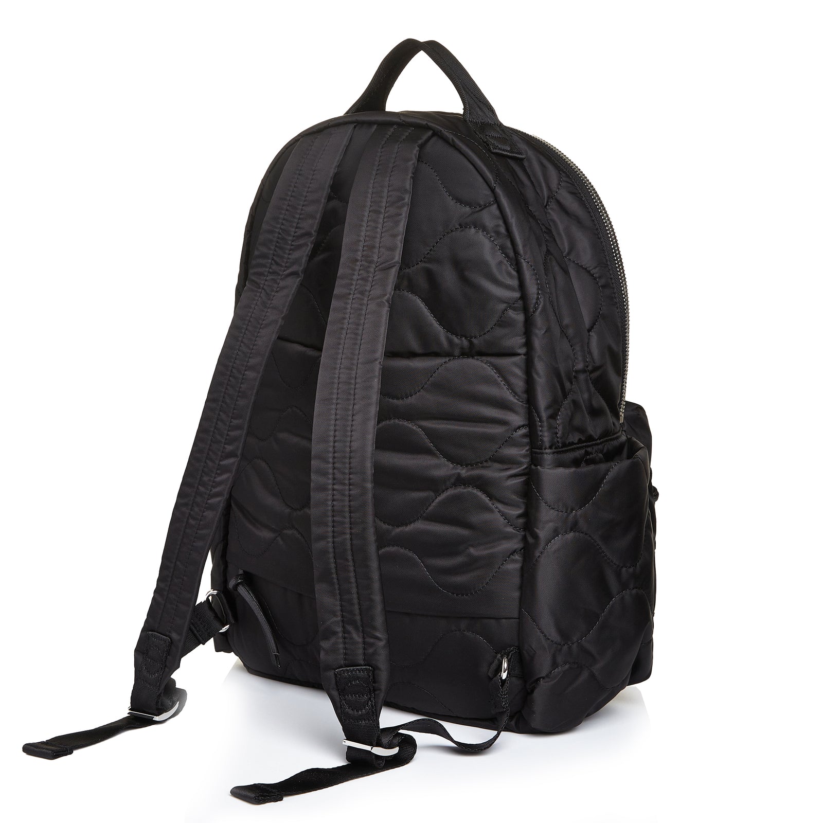 shortyLOVE tate backpack in black; front view against white background