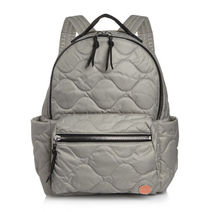 shortyLOVE tate backpack in milky grey; front view against white background.