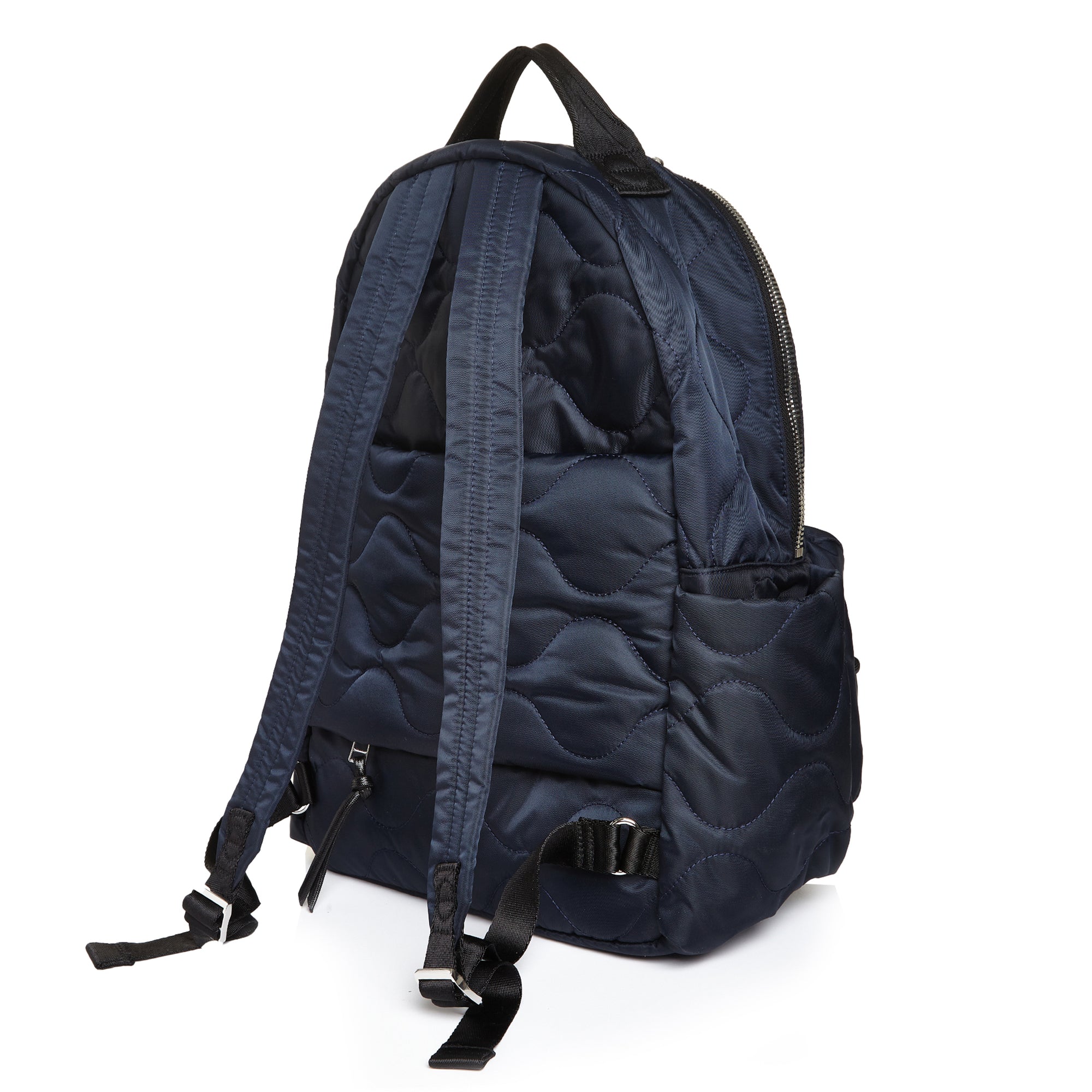 shortyLOVE tate backpack in midnight; back view against white background.