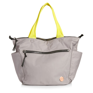 shortyLOVE tillie tote bag in grey; front view against white background.