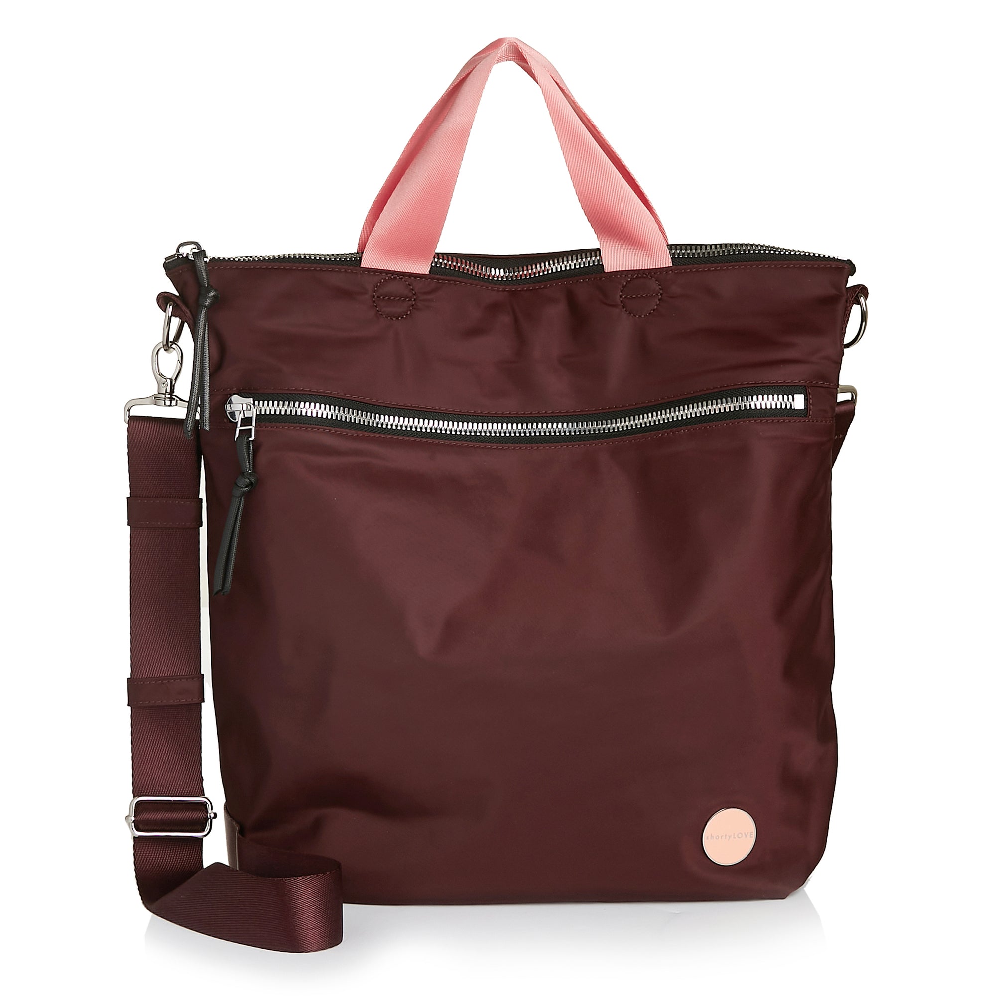 shortyLOVE wonder large crossbody/messenger bag in burgundy; front view against white background.