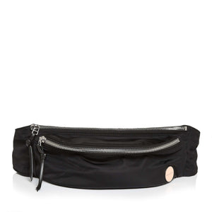 shortyLOVE arcade belt bag in black; front view against white background