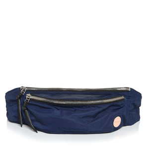 shortyLOVE arcade belt bag in navy; front view against white background.