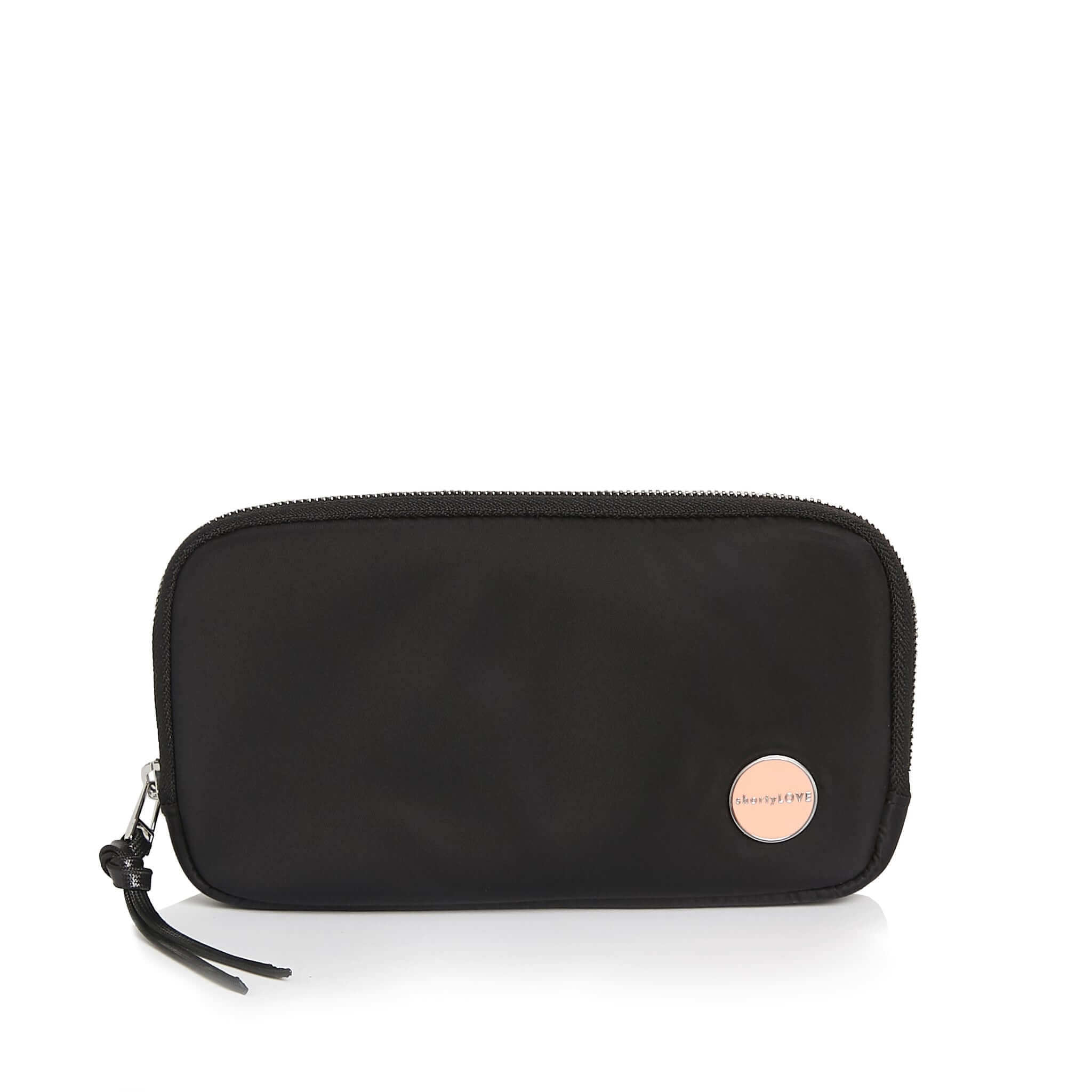 a sleek, plush nylon phone wallet clutch