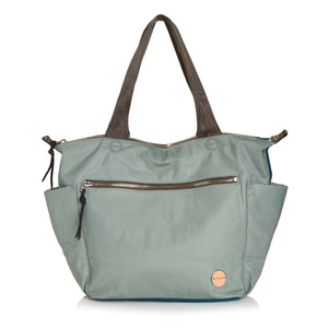 shortyLOVE tillie tote bag in slate/teal; front view against white background.