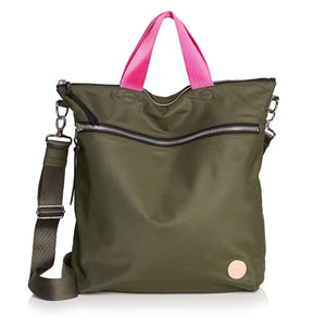 shortyLOVE wonder large crossbody/messenger bag in army green; front view against white background.