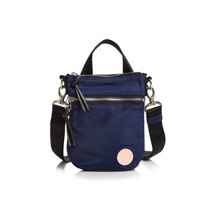 shortyLOVE shorthand crossbody phone bag in navy; front view against white background.